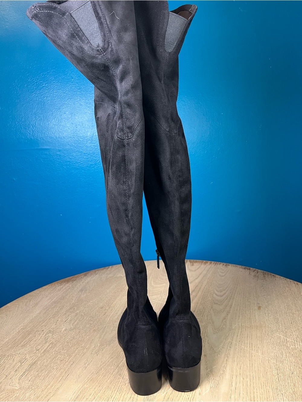 Marc Fisher Yaki OTK Over The Knee Black Faux Suede Boots Women’s Size 7.5 - Picture 3 of 9